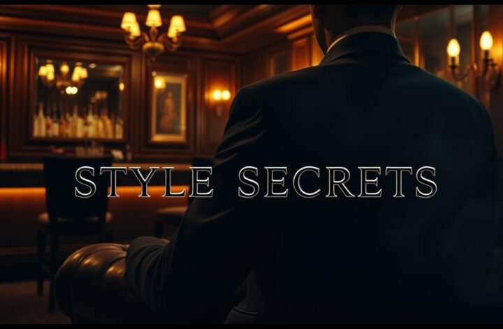 Upscale club scene. Tailored suit on chair, vintage watch. Men's fashion: style secrets.